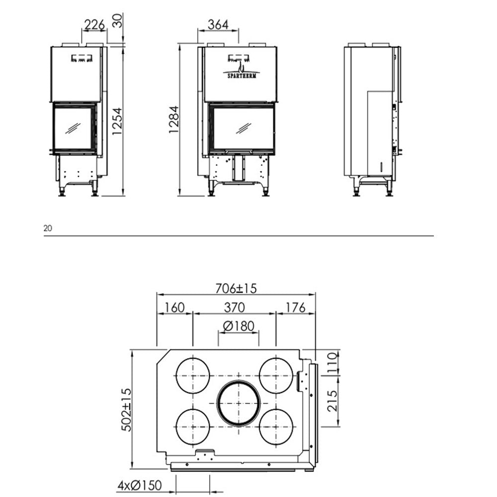 Spartherm Linear Corner 59x39x44 (liftdeur) - HAVÉ foto 3/5