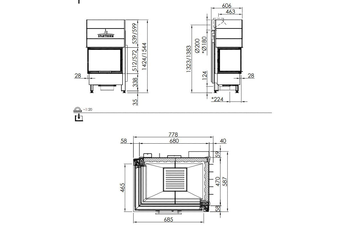 Spartherm Linear Corner 68x46x57 (vaste greep) - HAVÉ foto 5/5