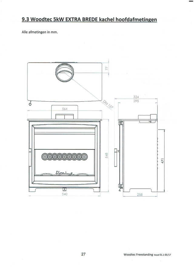 Charlton & Jenrick Fireline Woodtec 5 kW-XW extra breed 564 mm - HAVÉ foto 1/4
