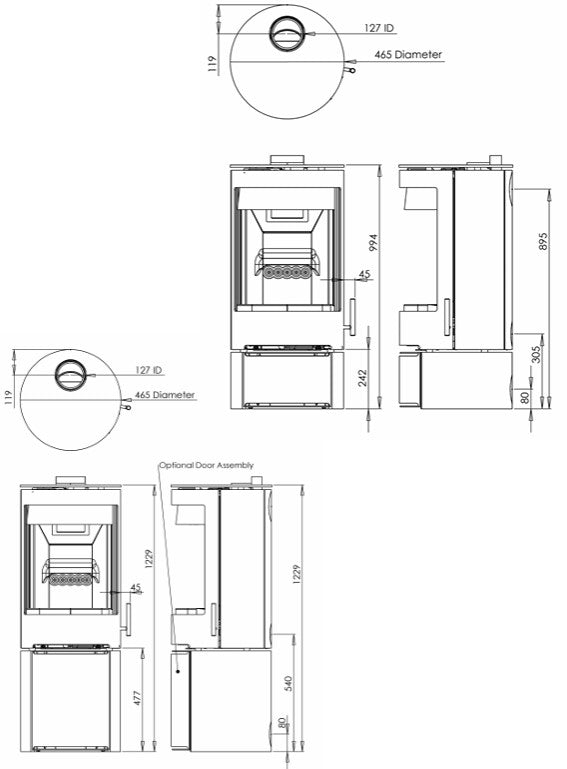 Charlton & Jenrick Purevision vrijstaand rond model laag open houtvak