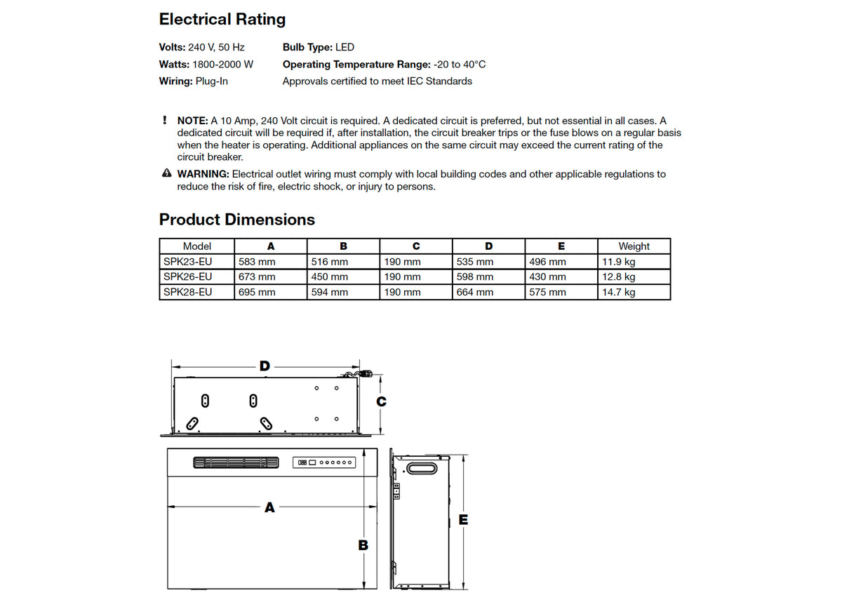 Dimplex Spark 26